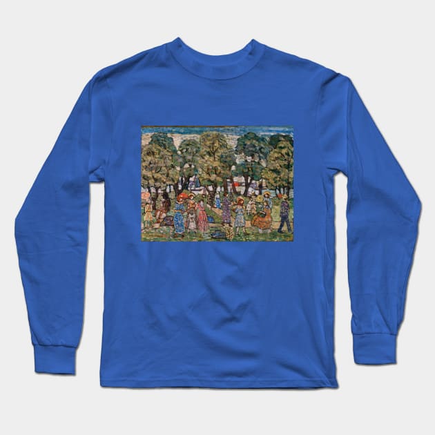 Under the Trees by Maurice Brazil Prendergast Long Sleeve T-Shirt by MasterpieceCafe